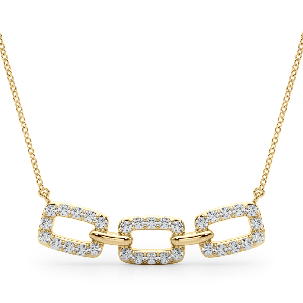 0.50 Carat Micropave Round Diamond Cushion Link Pendant Necklace in 18K Rose Gold Simon B Jewels