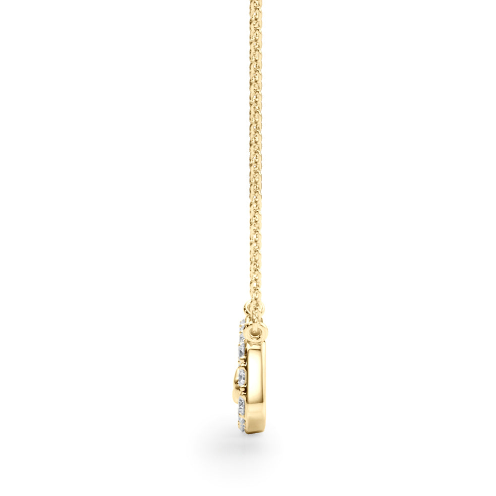 0.50 Carat Micropave Round Diamond Cushion Link Pendant Necklace in 18K Rose Gold - simonbjewels.co