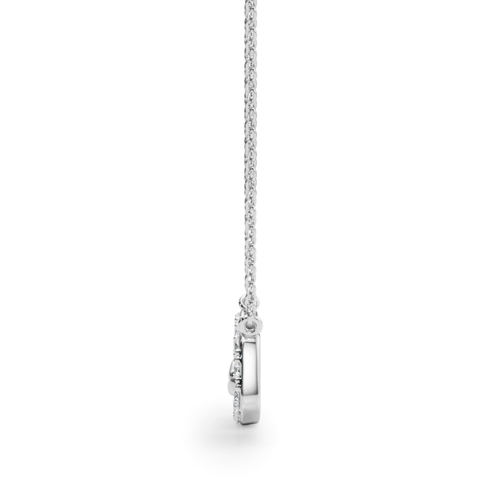 0.50 Carat Micropave Round Diamond Cushion Link Pendant Necklace in 18K Rose Gold - simonbjewels.co