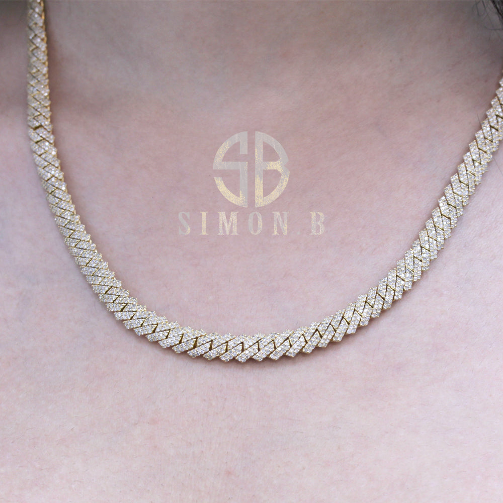 12.41 Carats F-VS Cuban Link Diamond Chain Necklace 66 Grams Solid 14k Gold - simonbjewels.co