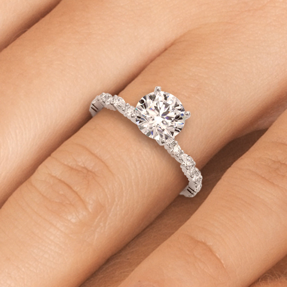 1.50ct Round Cut Alternating Round & Marquise Diamond Engagement Ring Setting (0.40ctw) In 14k White Gold - simonbjewels.co