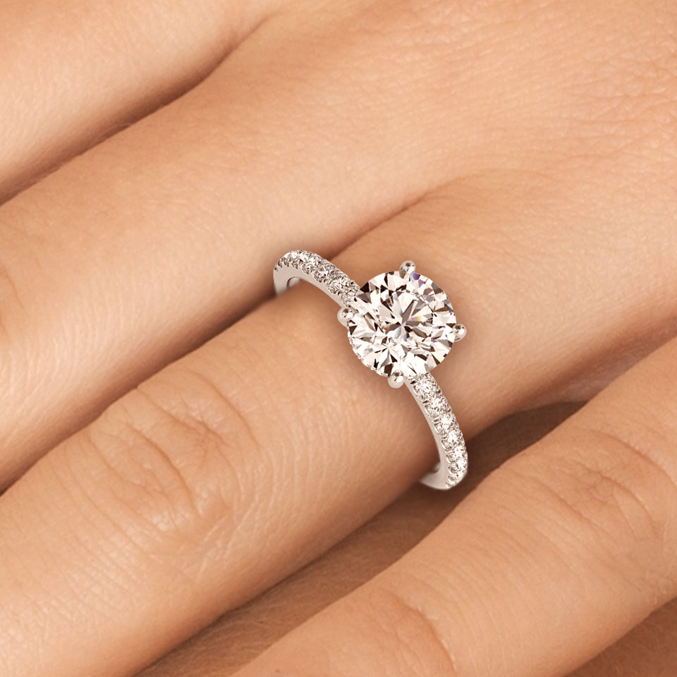 2.50ct Round Cut Hidden Halo Diamond Engagement Ring Setting (0.30ctw) In 14k Gold - simonbjewels.co