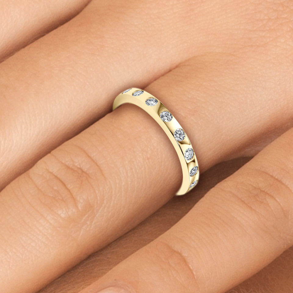 0.55 Carat Round Diamond Bezel-Set Wedding Band Eternity Ring set in 14k Gold - simonbjewels.co