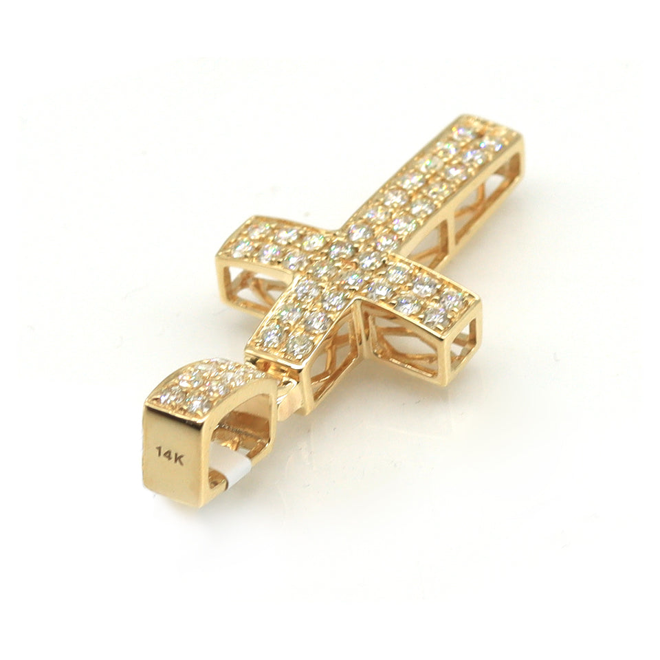 1 Carat F-VS Natural Round Diamond Cross Pendant Solid 14k Gold - simonbjewels.co