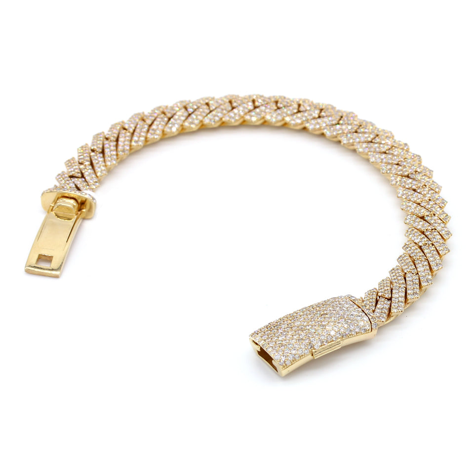 13.62 Carat F-VS Diamond Cuban Link Bracelet 90 Grams 14k Yellow Gold - simonbjewels.co