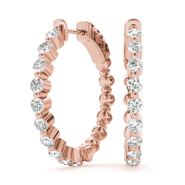 1.00 carat Round cut Diamond Shared Prong Hoop earrings set in 14K White Gold - simonbjewels.co
