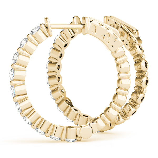 1.00 carat Round cut Diamond Shared Prong Hoop earrings set in 14K White Gold - simonbjewels.co