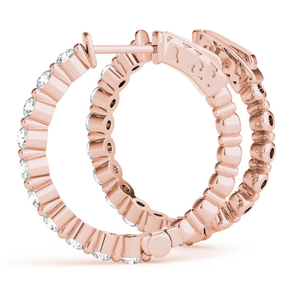 1.00 carat Round cut Diamond Shared Prong Hoop earrings set in 14K White Gold - simonbjewels.co