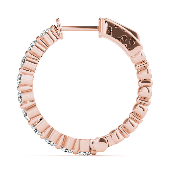 1.00 carat Round cut Diamond Shared Prong Hoop earrings set in 14K White Gold - simonbjewels.co