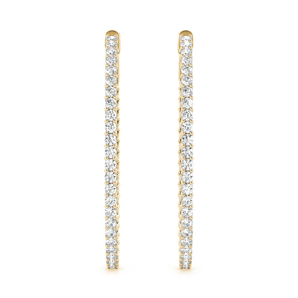 0.75 carat Round Diamond Oval Shaped Hoop earrings in and out set in 14K Gold - simonbjewels.co