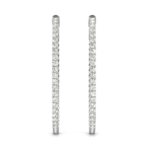 0.75 carat Round Diamond Oval Shaped Hoop earrings in and out set in 14K Gold - simonbjewels.co