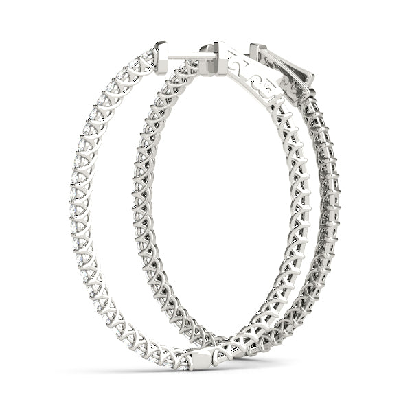 0.75 carat Round Diamond Oval Shaped Hoop earrings in and out set in 14K Gold - simonbjewels.co