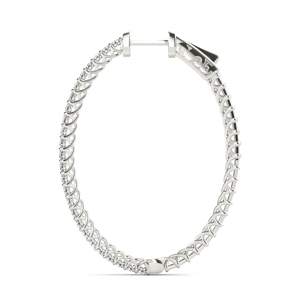 0.75 carat Round Diamond Oval Shaped Hoop earrings in and out set in 14K Gold - simonbjewels.co