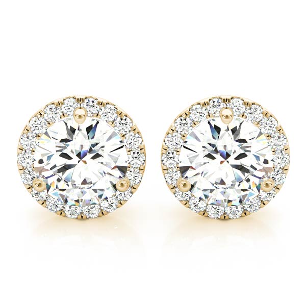 2.55 Carat F-VS Pave Halo Diamond Studs Earrings 14k White Gold - simonbjewels.co