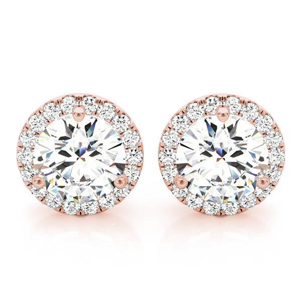 2.55 Carat F-VS Pave Halo Diamond Studs Earrings 14k White Gold - simonbjewels.co