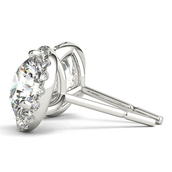 2.55 Carat F-VS Pave Halo Diamond Studs Earrings 14k White Gold - simonbjewels.co