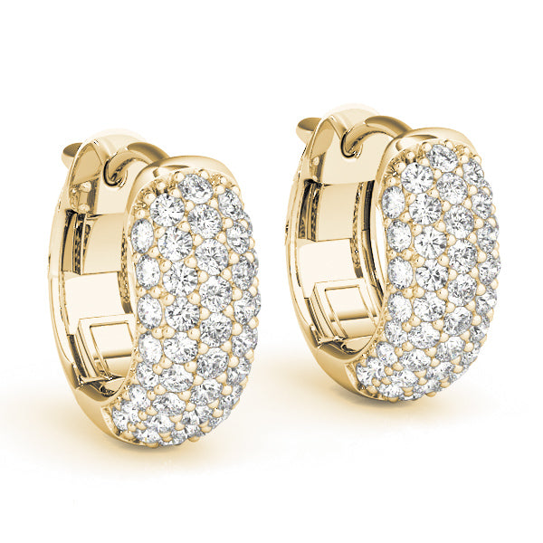 3/8 ct tw Round cut Diamond Pave Huggie Hoop Earrings 14K White Gold - simonbjewels.co