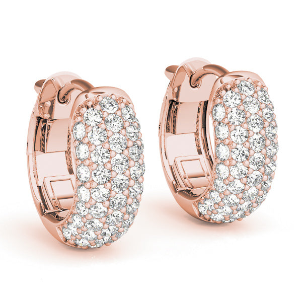 3/8 ct tw Round cut Diamond Pave Huggie Hoop Earrings 14K White Gold - simonbjewels.co