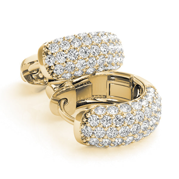 3/8 ct tw Round cut Diamond Pave Huggie Hoop Earrings 14K White Gold - simonbjewels.co