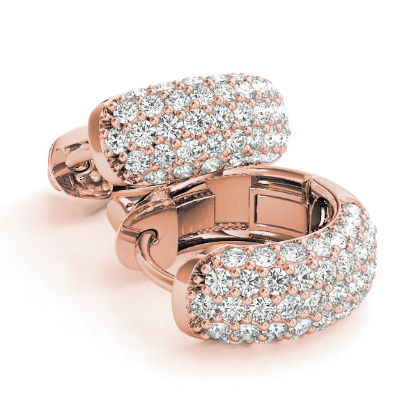 3/8 ct tw Round cut Diamond Pave Huggie Hoop Earrings 14K White Gold - simonbjewels.co