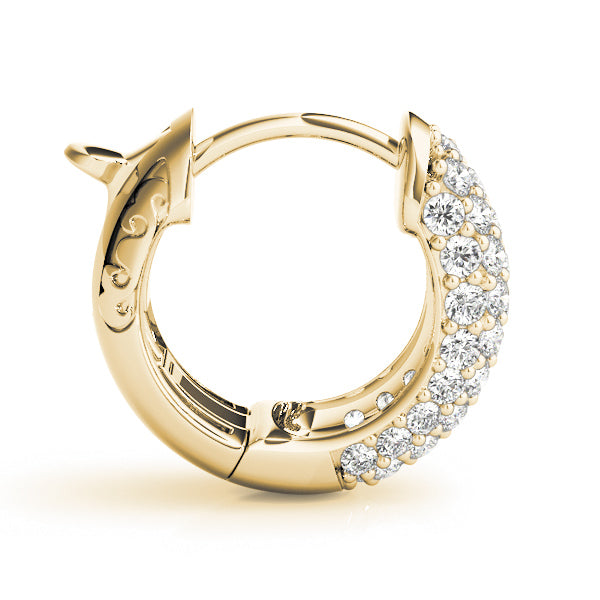 3/8 ct tw Round cut Diamond Pave Huggie Hoop Earrings 14K White Gold - simonbjewels.co