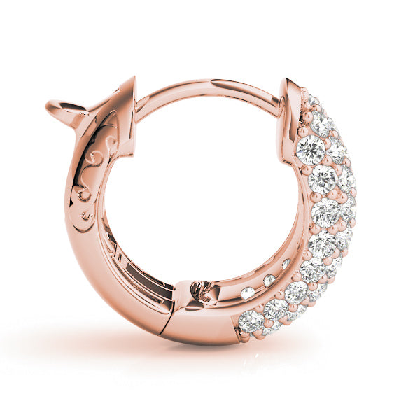 3/8 ct tw Round cut Diamond Pave Huggie Hoop Earrings 14K White Gold - simonbjewels.co