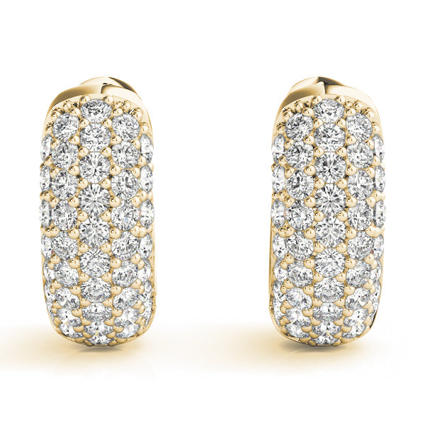 3/8 ct tw Round cut Diamond Pave Huggie Hoop Earrings 14K White Gold - simonbjewels.co