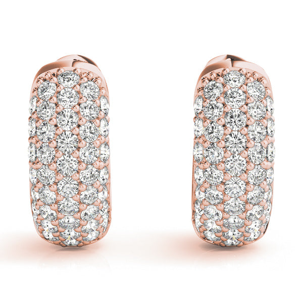 3/8 ct tw Round cut Diamond Pave Huggie Hoop Earrings 14K White Gold - simonbjewels.co