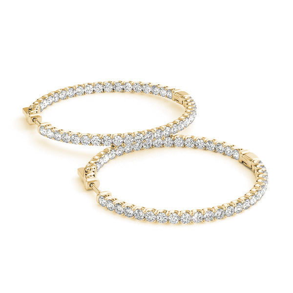 1.78 carat Round Diamond U-Prong Hoop earrings in and out set in 14K White Gold - simonbjewels.co