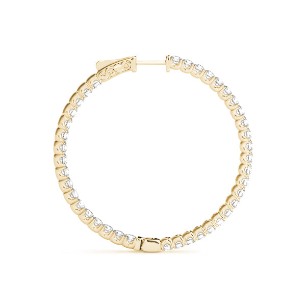 1.78 carat Round Diamond U-Prong Hoop earrings in and out set in 14K White Gold - simonbjewels.co