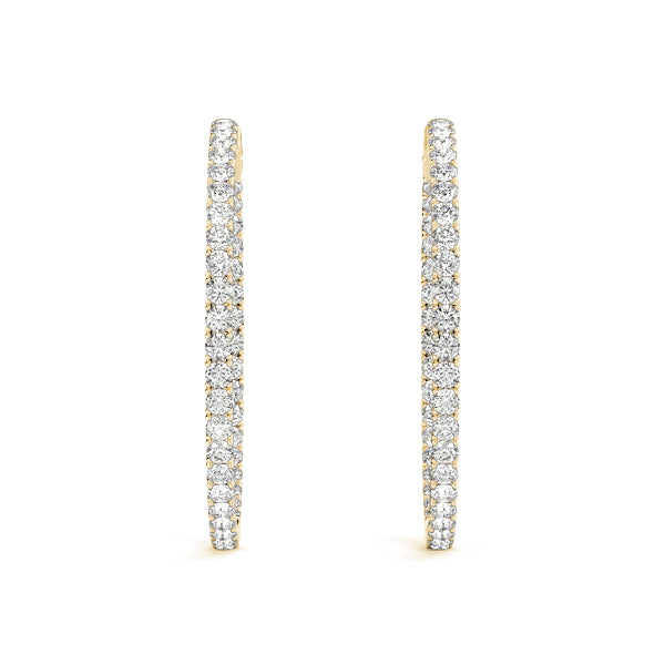 1.78 carat Round Diamond U-Prong Hoop earrings in and out set in 14K White Gold - simonbjewels.co