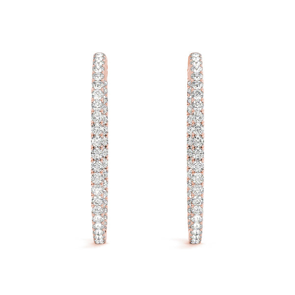 1.78 carat Round Diamond U-Prong Hoop earrings in and out set in 14K White Gold - simonbjewels.co