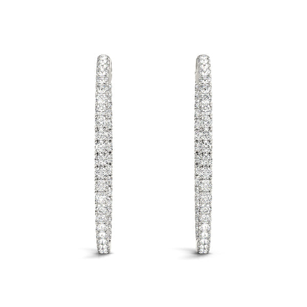 1.78 carat Round Diamond U-Prong Hoop earrings in and out set in 14K White Gold - simonbjewels.co