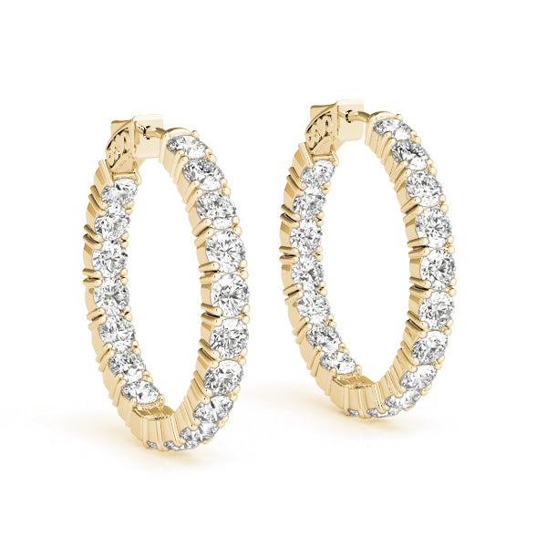 2.25 carat Round Diamond Oval Hoop earrings in and out set in 14K White Gold - simonbjewels.co