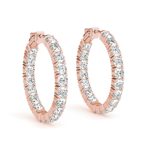 2.25 carat Round Diamond Oval Hoop earrings in and out set in 14K White Gold - simonbjewels.co