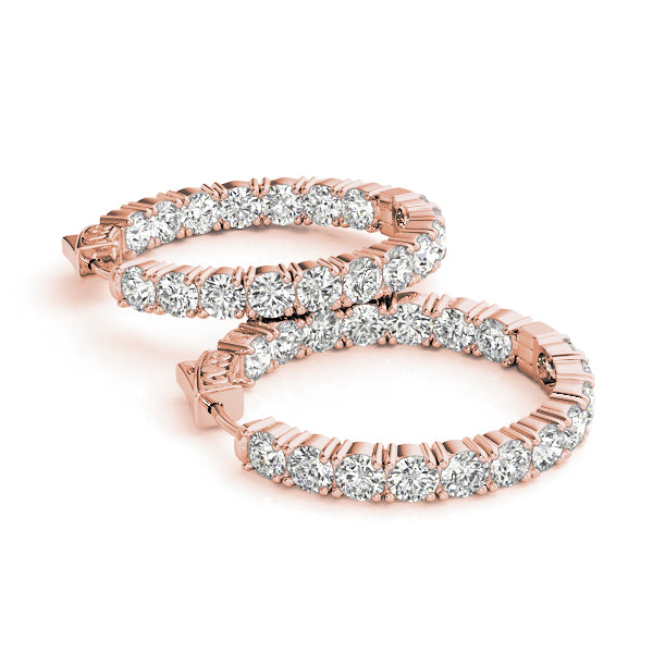 2.25 carat Round Diamond Oval Hoop earrings in and out set in 14K White Gold - simonbjewels.co