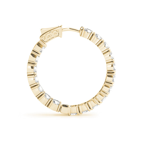 2.25 carat Round Diamond Oval Hoop earrings in and out set in 14K White Gold - simonbjewels.co