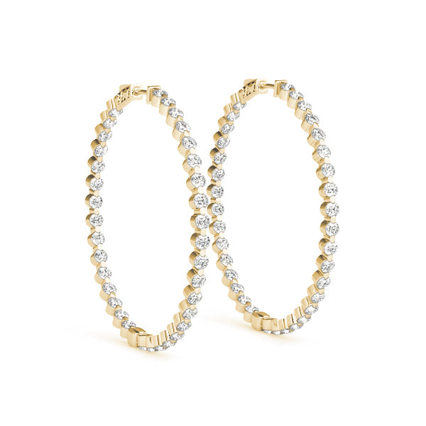 2.00 ct tw Round cut Diamond Round Hoop earrings in and out 18K White Gold - simonbjewels.co