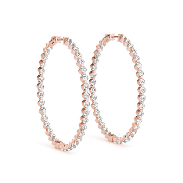 2.00 ct tw Round cut Diamond Round Hoop earrings in and out 18K White Gold - simonbjewels.co