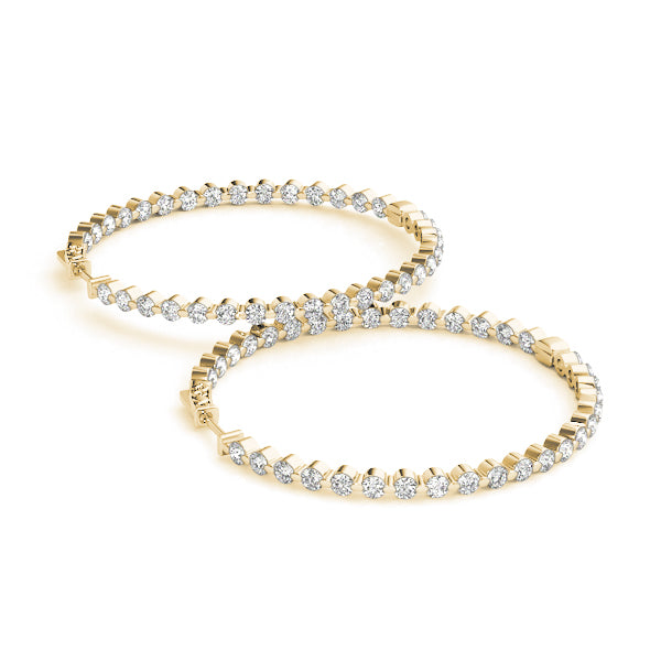 2.00 ct tw Round cut Diamond Round Hoop earrings in and out 18K White Gold - simonbjewels.co