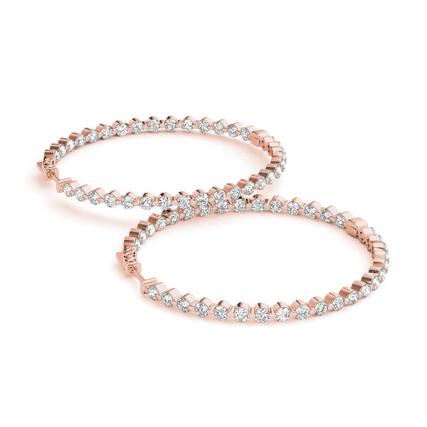 2.00 ct tw Round cut Diamond Round Hoop earrings in and out 18K White Gold - simonbjewels.co