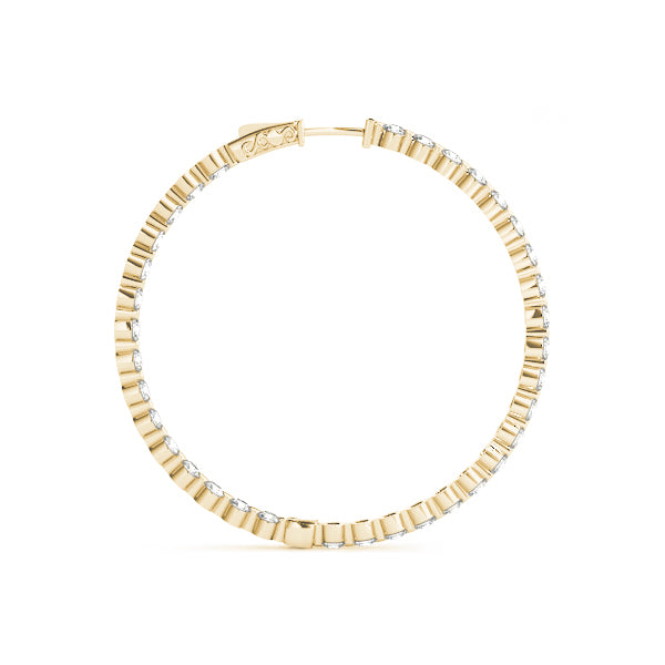 2.00 ct tw Round cut Diamond Round Hoop earrings in and out 18K White Gold - simonbjewels.co