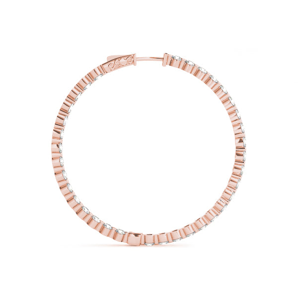 2.00 ct tw Round cut Diamond Round Hoop earrings in and out 18K White Gold - simonbjewels.co