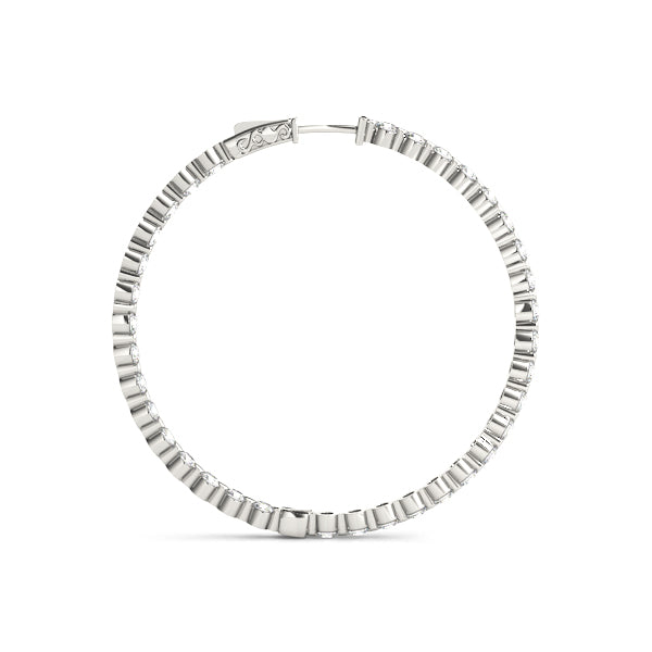2.00 ct tw Round cut Diamond Round Hoop earrings in and out 18K White Gold - simonbjewels.co