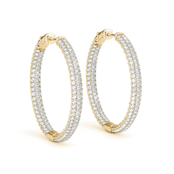 2.20 carat Round Diamond Micro-Pave Round Hoop earrings in and out set in 14K Gold - simonbjewels.co
