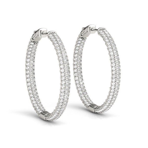 2.20 carat Round Diamond Micro-Pave Round Hoop earrings in and out set in 14K Gold - simonbjewels.co