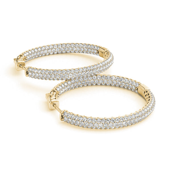 2.20 carat Round Diamond Micro-Pave Round Hoop earrings in and out set in 14K Gold - simonbjewels.co