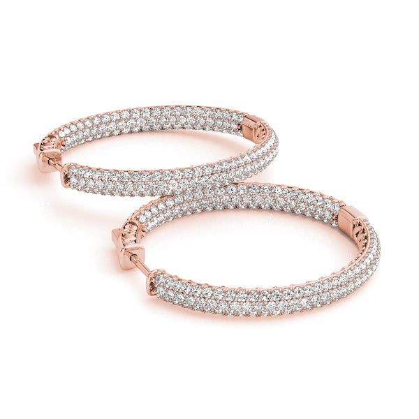 2.20 carat Round Diamond Micro-Pave Round Hoop earrings in and out set in 14K Gold - simonbjewels.co