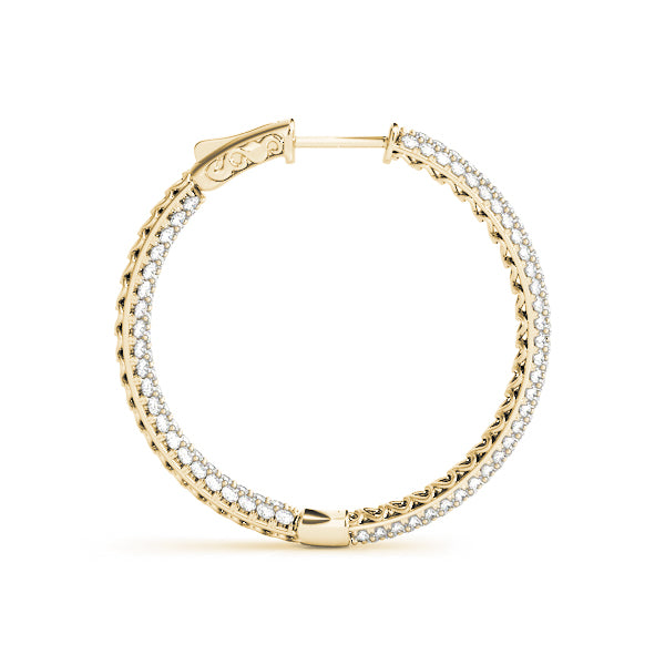 2.20 carat Round Diamond Micro-Pave Round Hoop earrings in and out set in 14K Gold - simonbjewels.co