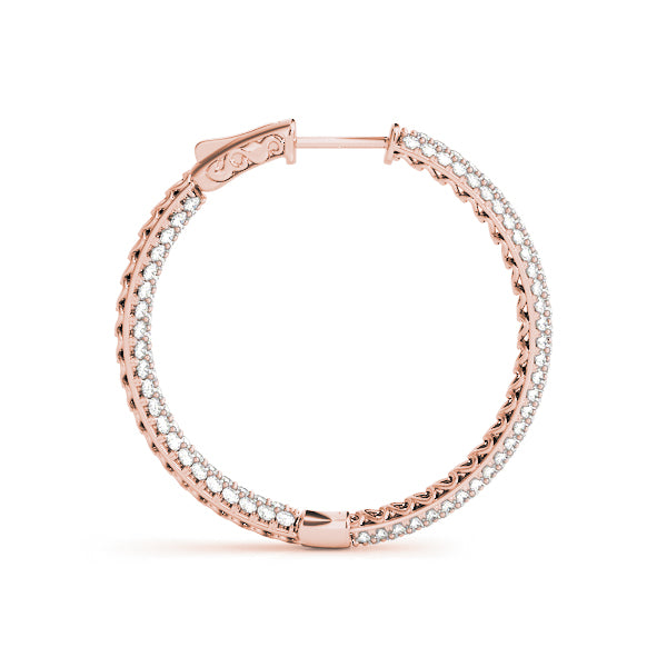 2.20 carat Round Diamond Micro-Pave Round Hoop earrings in and out set in 14K Gold - simonbjewels.co